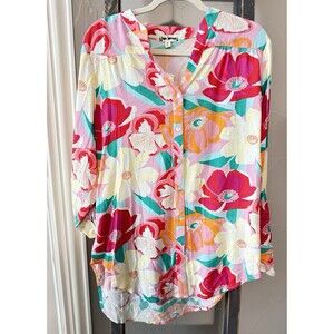 Hope Springs  Floral Top or Cover-up Resort Wear Size M NWT
